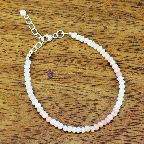 PINK OPAL C - BBS998- EXCLUSIVE NATURAL GEMSTONE BEADS BRACELETS MADE IN 925 S PINK OPAL C - BBS998- EXCLUSIVE NATURAL GEMSTONE BEADS BRACELETS MADE IN 925 S
