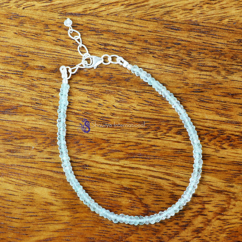 AQUAMARINE D - BBS998- EXCLUSIVE NATURAL GEMSTONE BEADS BRACELETS MADE IN 925 S AQUAMARINE D - BBS998- EXCLUSIVE NATURAL GEMSTONE BEADS BRACELETS MADE IN 925 S