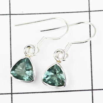 BLUE TOPAZ F - CMJ903- 925 STERLING SILVER WITH NATURAL GEMSTONE BEZEL EARRINGS BLUE TOPAZ F - CMJ903- 925 STERLING SILVER WITH NATURAL GEMSTONE BEZEL EARRINGS