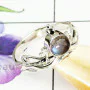 LABRADORITE C - BDR954- NATURAL LABRADORITE GEMSTONE TRENDY RINGS MADE IN 925 ST