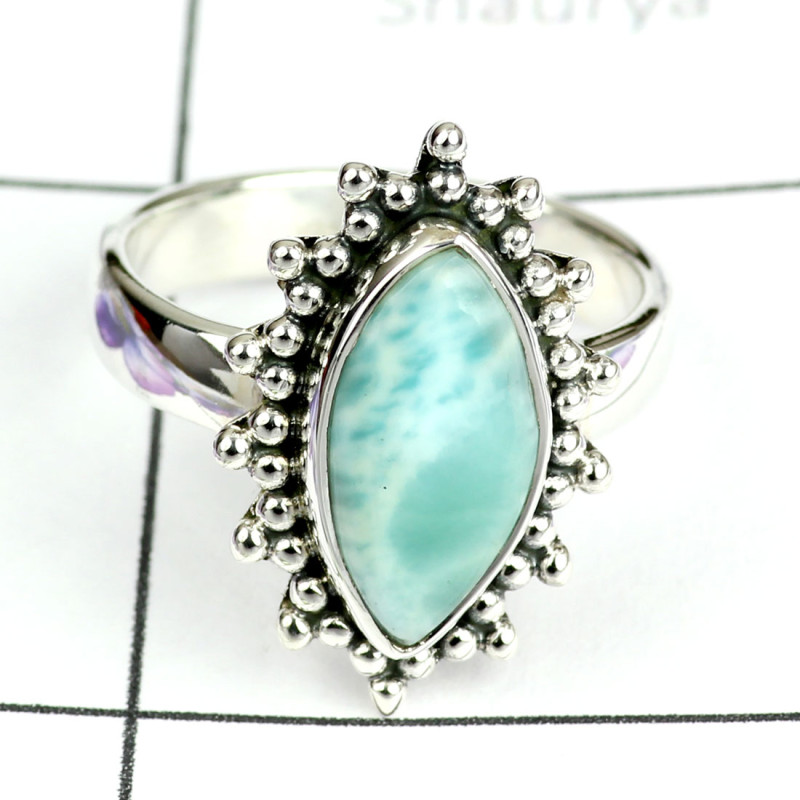 LARIMAR B - PSR817- LOVELY PLAIN SETTING RINGS WITH NATURAL GEMSTONE MADE IN