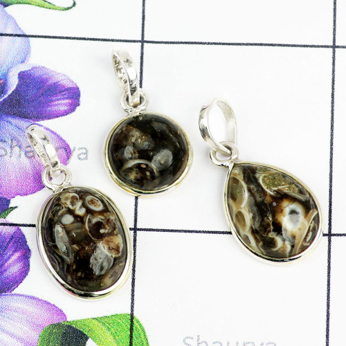 TURTELLA JASPER B - SBP895- NATURAL GEMSTONE BEAUTIFUL 3PCS BEZEL PENDANTS SET MADE TURTELLA JASPER B - SBP895- NATURAL GEMSTONE BEAUTIFUL 3PCS BEZEL PENDANTS SET MADE