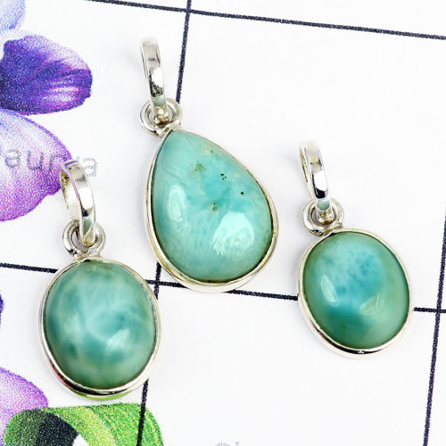 LARIMAR H - SBP895- NATURAL GEMSTONE BEAUTIFUL 3PCS BEZEL PENDANTS SET MADE LARIMAR H - SBP895- NATURAL GEMSTONE BEAUTIFUL 3PCS BEZEL PENDANTS SET MADE