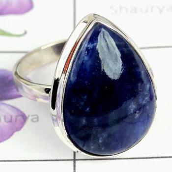 SODALITE D - PSR813-NATURAL GEMSTONE PLAIN SETTING BEAUTIFUL RINGS MADE IN 92