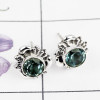 BLUE TOPAZ C - BLE997-925 STERLING SILVER DESIGNER STUD EARRING WITH MULTI GEMS