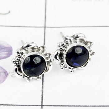 KYNITE D - BLE997-925 STERLING SILVER DESIGNER STUD EARRING WITH MULTI GEMS