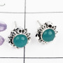 BLUE CHALCEDONY O - BLE997-925 STERLING SILVER DESIGNER STUD EARRING WITH MULTI GEMS