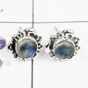 RAINBOW MOONSTONE F - BLE996-ROUND DESIGNER STUD EARRING MULTI GEMSTONE MADE IN 925 ST