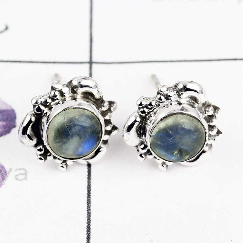 RAINBOW MOONSTONE F - BLE996-ROUND DESIGNER STUD EARRING MULTI GEMSTONE MADE IN 925 ST RAINBOW MOONSTONE F - BLE996-ROUND DESIGNER STUD EARRING MULTI GEMSTONE MADE IN 925 ST