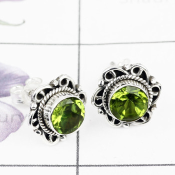 PERIDOT H - BLE995-BEAUTIFUL DESIGNED STUD EARRING WITH 925 STERLING SILVER