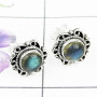 LABRADORITE CAB G - BLE994-NATURAL GEMSTONE DESIGNER STUD EARRING WITH 925 STERLING