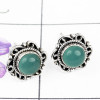 BLUE CHALCEDONY I - BLE994-NATURAL GEMSTONE DESIGNER STUD EARRING WITH 925 STERLING