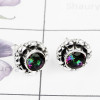 MYSTIC QUARTZ B - BLE993-ROUND DESIGNER STUD EARRING NATURAL GEMSTONE HANDMADE WIT