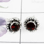 GARNET CUT C - BLE993-ROUND DESIGNER STUD EARRING NATURAL GEMSTONE HANDMADE WIT