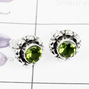 PERIDOT B - BLE992-925 STERLING SILVER BEAUTIFUL STUD EARRING MULTI GEMSTONE