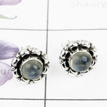 RAINBOW MOONSTONE F - BLE992-925 STERLING SILVER BEAUTIFUL STUD EARRING MULTI GEMSTONE
