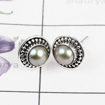 PEARL O - BLE990-HANDMADE DESIGNER STUD EARRING MULTI GEMSTONE WITH 925 ST