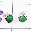 TIBET TURQUOISE G - BLE989-NATURAL GEMSTONE PLAIN STUD EARRINGS MADE IN 925 STERLING