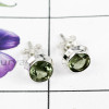 GREEN AMETHYST CUT H - BLE989-NATURAL GEMSTONE PLAIN STUD EARRINGS MADE IN 925 STERLING