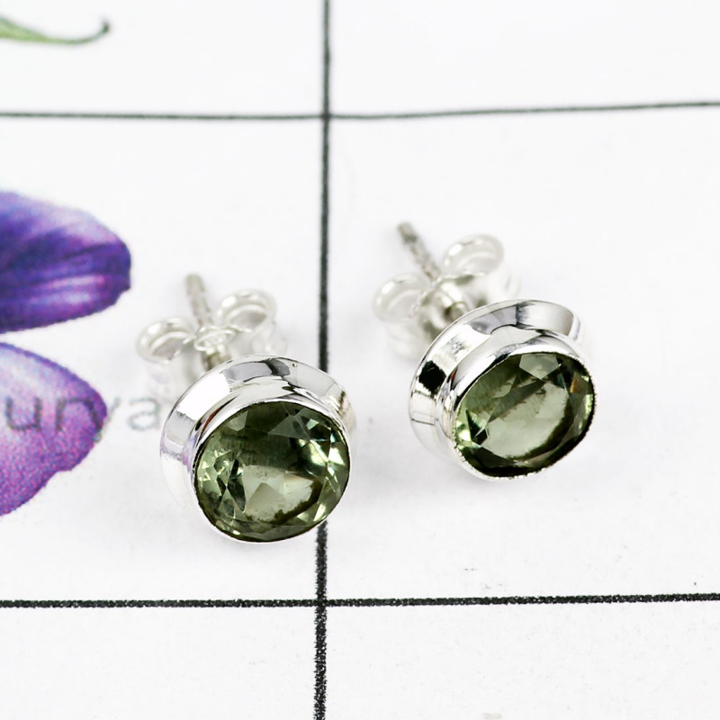 GREEN AMETHYST CUT H - BLE989-NATURAL GEMSTONE PLAIN STUD EARRINGS MADE IN 925 STERLING GREEN AMETHYST CUT H - BLE989-NATURAL GEMSTONE PLAIN STUD EARRINGS MADE IN 925 STERLING