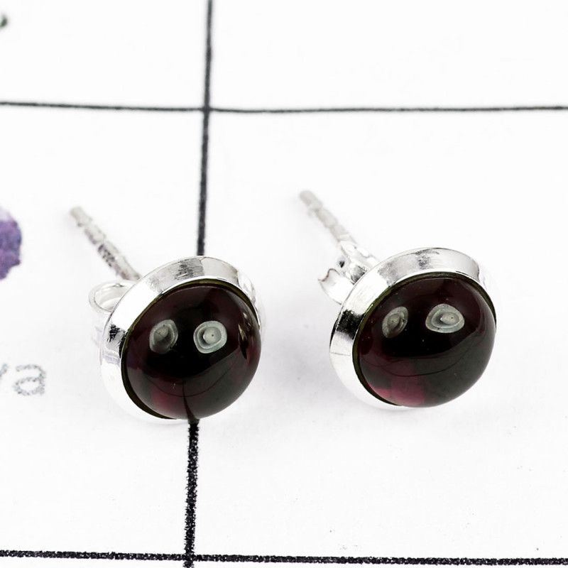 GARNET CAB A - BLE988-PLAIN STUD EARRINGS MADE IN 925 STERLING SILVER MULTI GEM