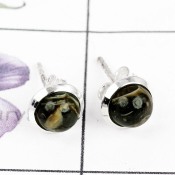 TURTELLA JASPER B - BLE988-PLAIN STUD EARRINGS MADE IN 925 STERLING SILVER MULTI GEM