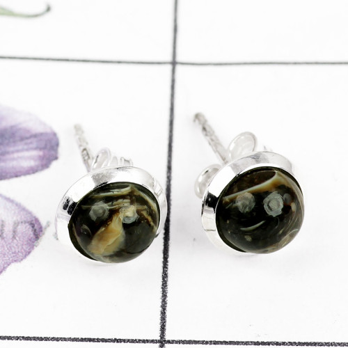 TURTELLA JASPER B - BLE988-PLAIN STUD EARRINGS MADE IN 925 STERLING SILVER MULTI GEM