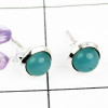 BLUE CHALCEDONY F - BLE988-PLAIN STUD EARRINGS MADE IN 925 STERLING SILVER MULTI GEM