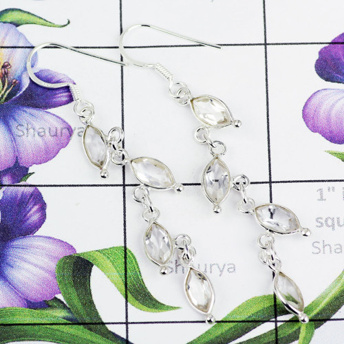 CRYSTAL E - BZE841- BEAUTIFUL DESIGNER NATURAL GEMSTONE BEZEL EARRINGS MADE
