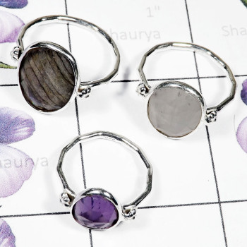 AMETHYST, LABRADORITE, RAINBOW 3 PCS H - SBP890- HANDMADE BEAUTIFUL 3 PCS BEZEL RINGS SET WITH NATURAL GE AMETHYST, LABRADORITE, RAINBOW 3 PCS H - SBP890- HANDMADE BEAUTIFUL 3 PCS BEZEL RINGS SET WITH NATURAL GE