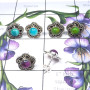 3pcs Multi Cab Gemstone Earrings O - SSE882-Wholesale 3Pcs Designer Stud Earrings Manufactured 925 St
