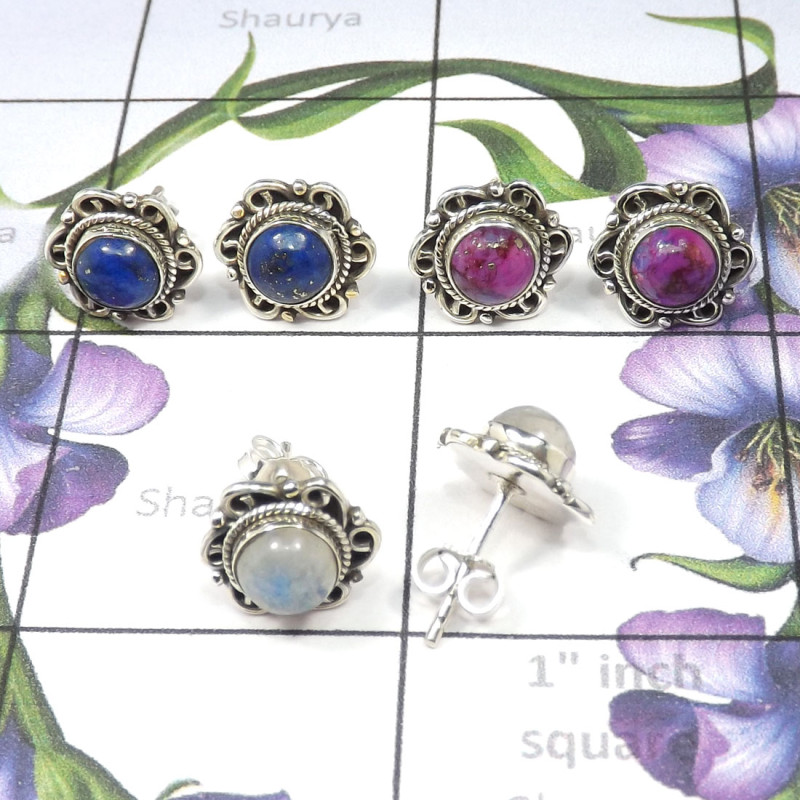 3pcs Lapis,Moonstone,Purple Turquoise Lot C - SSE877-Beautiful Designer Wholesale 3Pcs Stud Earrings Lot of 92 3pcs Lapis,Moonstone,Purple Turquoise Lot C - SSE877-Beautiful Designer Wholesale 3Pcs Stud Earrings Lot of 92
