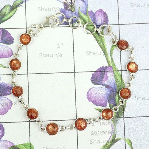 Sunstone F - SBB905-Beautiul Round Shape Bezal Bracelets Manufactured 925 Ste