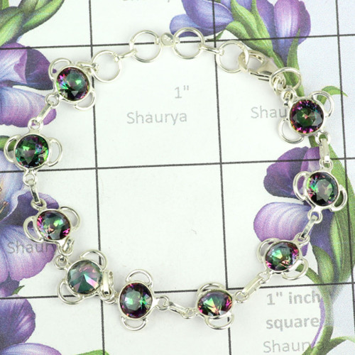 Mystic Quartz A - SBB903-Graceful Bezal Bracelets With Lovely Multi Gemstone & 925