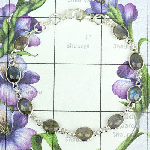 Labradorite Cab A - SBB902-925 Sterling Silver Stunning Bezal Bracelets Wit Labradorite Cab A - SBB902-925 Sterling Silver Stunning Bezal Bracelets Wit