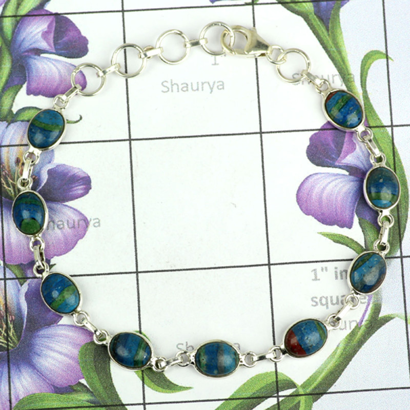 Rainbow Celsilica B - SBB902-925 Sterling Silver Stunning Bezal Bracelets Wit Rainbow Celsilica B - SBB902-925 Sterling Silver Stunning Bezal Bracelets Wit