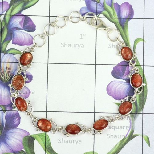 Sun Stone E - SBB902-925 Sterling Silver Stunning Bezal Bracelets Wit Sun Stone E - SBB902-925 Sterling Silver Stunning Bezal Bracelets Wit