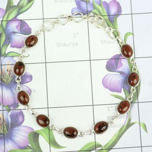 Mahagony Jasper G - SBB902-925 Sterling Silver Stunning Bezal Bracelets Wit Mahagony Jasper G - SBB902-925 Sterling Silver Stunning Bezal Bracelets Wit