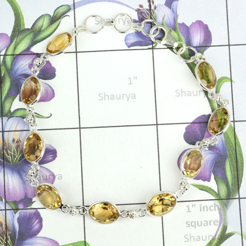 Citrine O - SBB902-925 Sterling Silver Stunning Bezal Bracelets Wit Citrine O - SBB902-925 Sterling Silver Stunning Bezal Bracelets Wit
