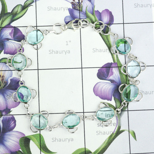 Blue Topaz A - SBB901-Nice Looking Designer Bezal Bracelets of 925 Sterling Sil Blue Topaz A - SBB901-Nice Looking Designer Bezal Bracelets of 925 Sterling Sil