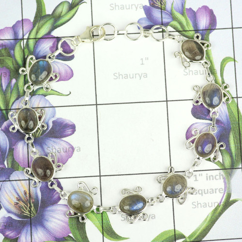Labradorite Cab O - SBB901-Nice Looking Designer Bezal Bracelets of 925 Sterling Sil Labradorite Cab O - SBB901-Nice Looking Designer Bezal Bracelets of 925 Sterling Sil