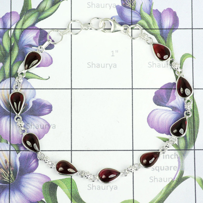 Garnet cab I - SBB900-Well Favoured Multi Designer Bezal Bracelets With Multi G Garnet cab I - SBB900-Well Favoured Multi Designer Bezal Bracelets With Multi G