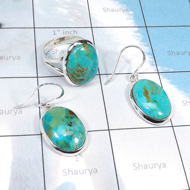 2Pcs Blue Turquoise A - CBS976-Beautiful Ring Earring Wholesale 2Pcs Set of Multi Cab Ge 2Pcs Blue Turquoise A - CBS976-Beautiful Ring Earring Wholesale 2Pcs Set of Multi Cab Ge