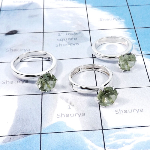 3Pcs Green Amethyst B - SCR878-Wholesale 3Pcs Casting Designer Rings Lot Manufactured 92