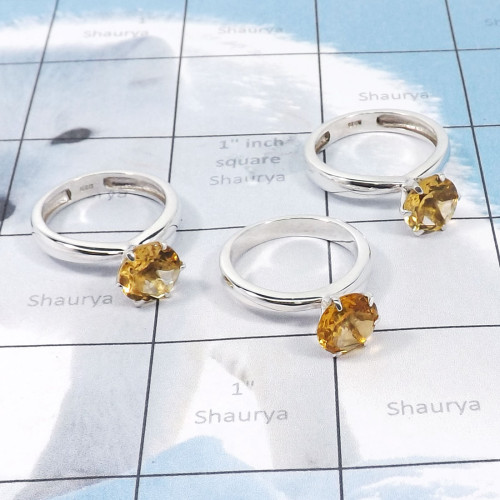 3Pcs Citrine cut C - SCR878-Wholesale 3Pcs Casting Designer Rings Lot Manufactured 92