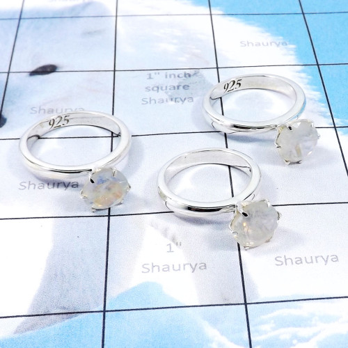 3Pcs Rainbow Moonstone F - SCR878-Wholesale 3Pcs Casting Designer Rings Lot Manufactured 92