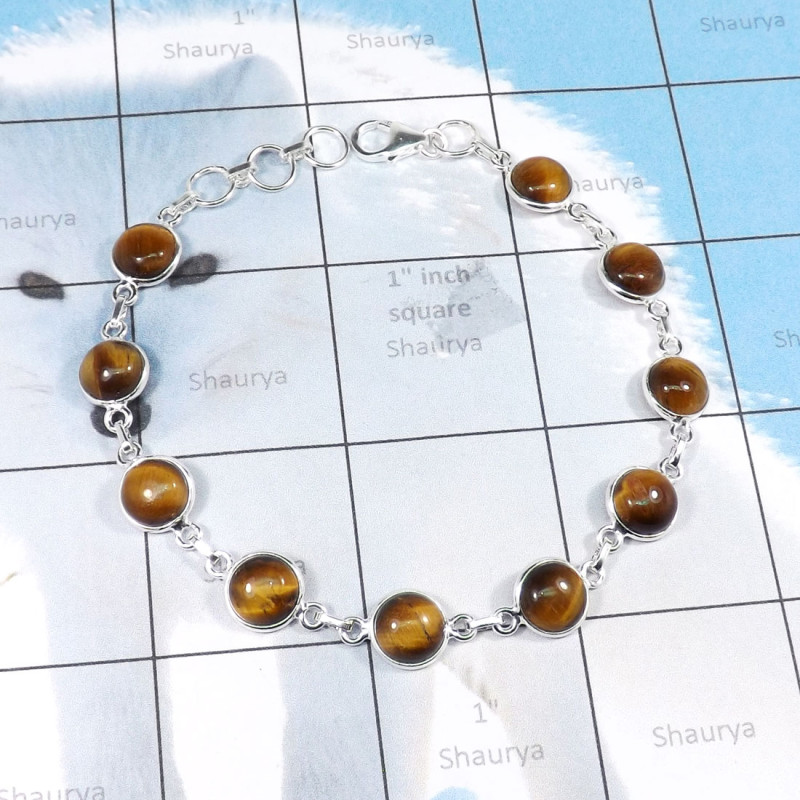 Tiger Eye C - SBB898-Wonderful Bezal Bracelets With Fabulous Multi Gemstones & Tiger Eye C - SBB898-Wonderful Bezal Bracelets With Fabulous Multi Gemstones &