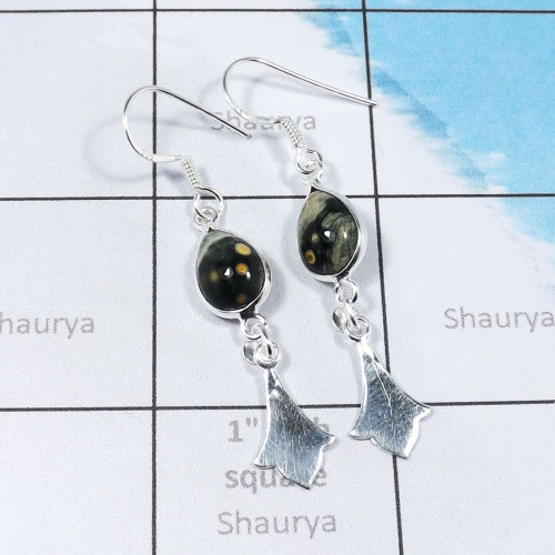 Ocean Jasper C - BZE835-Bezal Earrings of Multi Cab Gemstones & Manufactured 925
