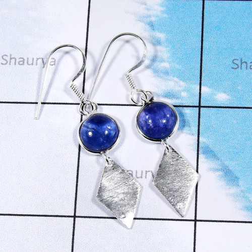 Tanzanite Cab E - BZE834-distinguished Designe Bezal Earrings of Fabulous Multi Ge Tanzanite Cab E - BZE834-distinguished Designe Bezal Earrings of Fabulous Multi Ge