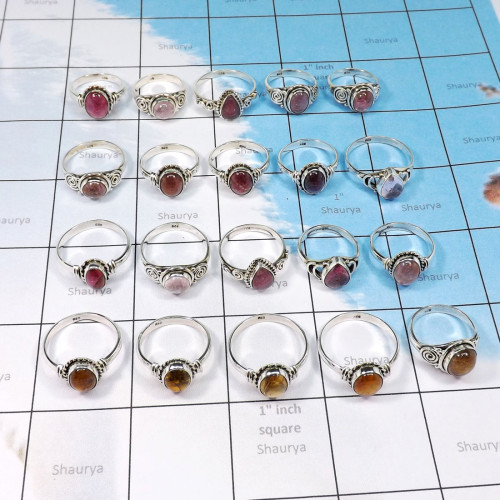 20Pcs Tourmaline Cab A - SVP833-Wholesale 20pcs Designers Rings Lot Manufactured 925 Ster